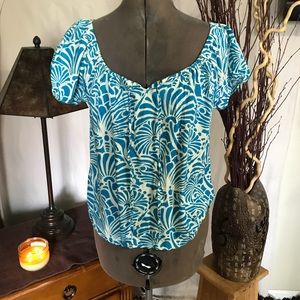 Aloha Hut Hawaii women’s blouse size Med Blue